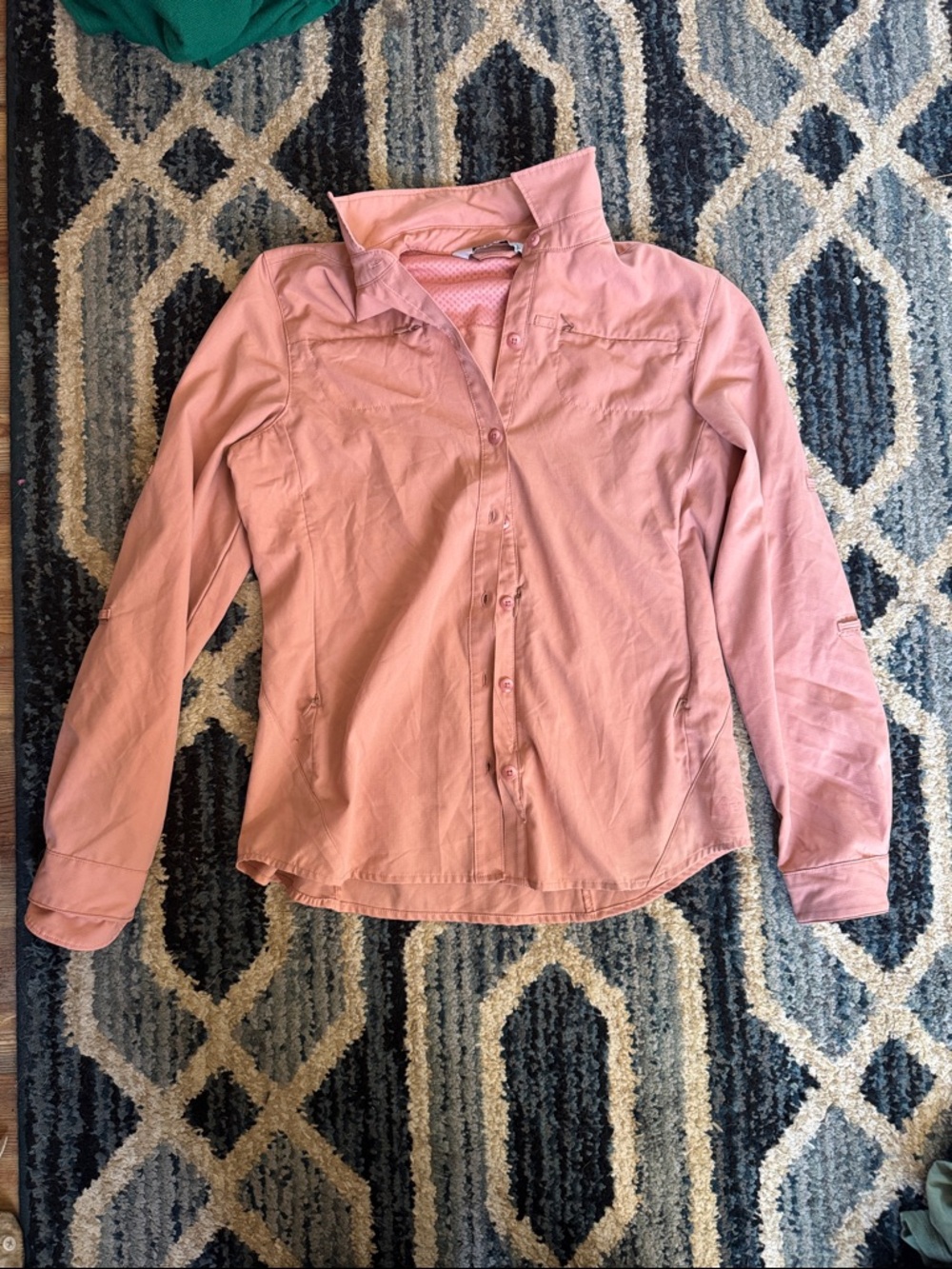 REI salmon Long Sleeve Sahara Button-Up Shirt